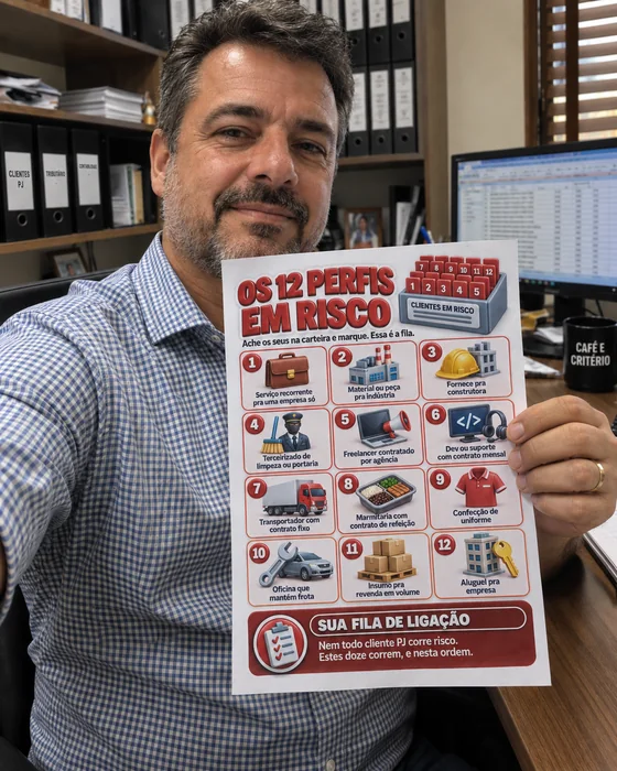 Comprador segurando uma folha do material