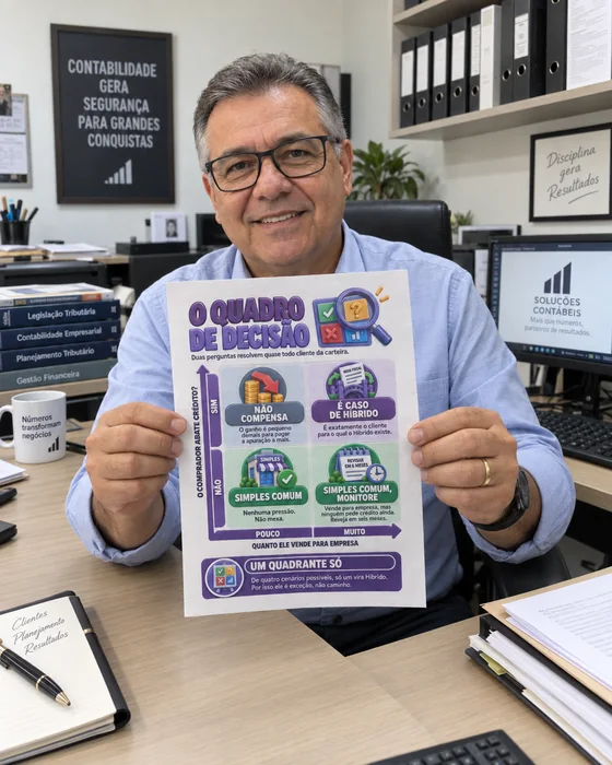 Comprador segurando uma folha do material