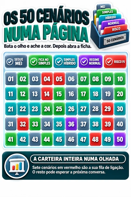 Quadro com os 50 cenários