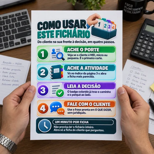 Contador segurando uma ficha impressa