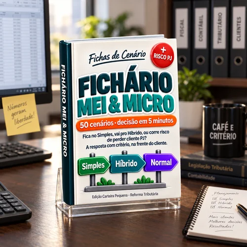 Fichário apoiado na mesa do escritório